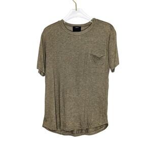 Aros Green Short Sleeve Crewneck Front Pocket T-Shirt Cotton Spandex Lightweight